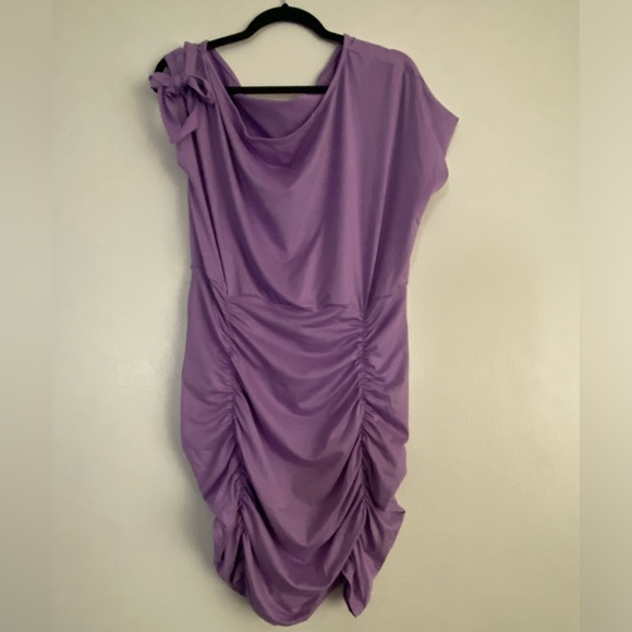 Purple Off Shoulder Ruffled Dress - Picture 3 of 4